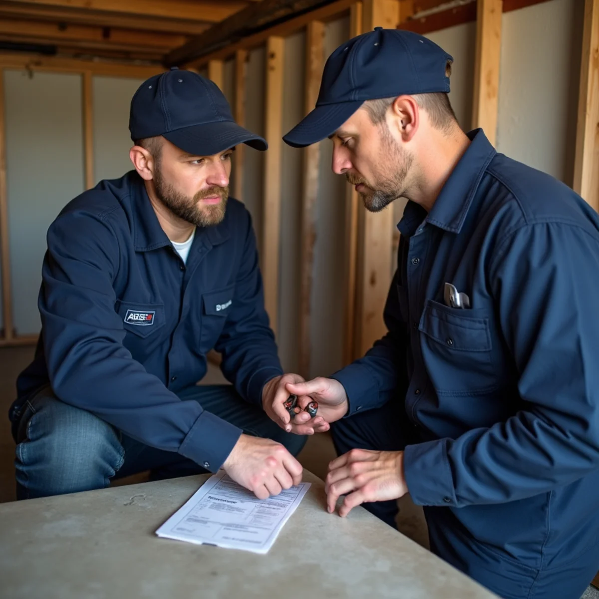 Plumber correcting an improper trap and vent in a Lake in the Hills basement
