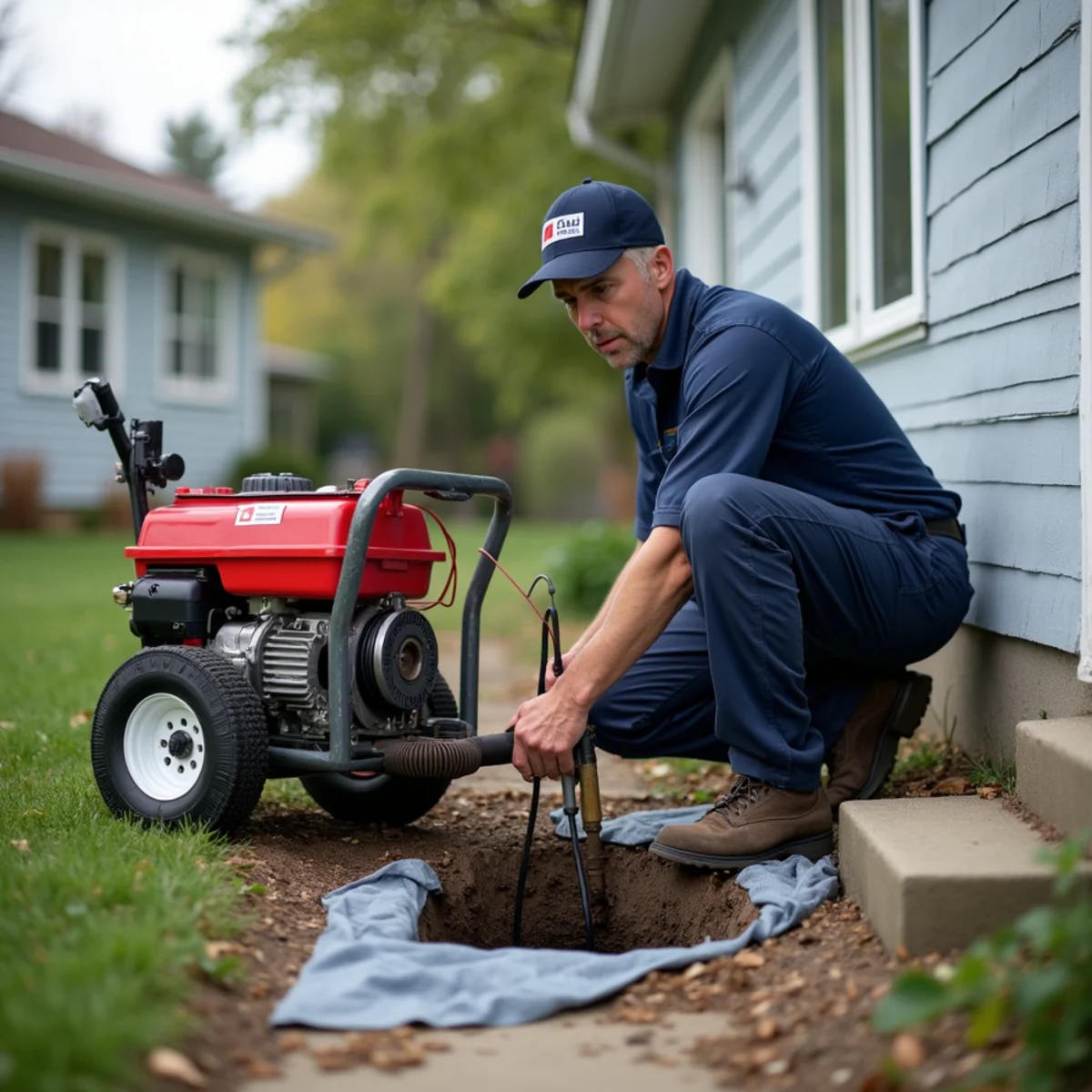 Drain Cleaning & Unclogging being carried out at a home in Carpentersville, IL