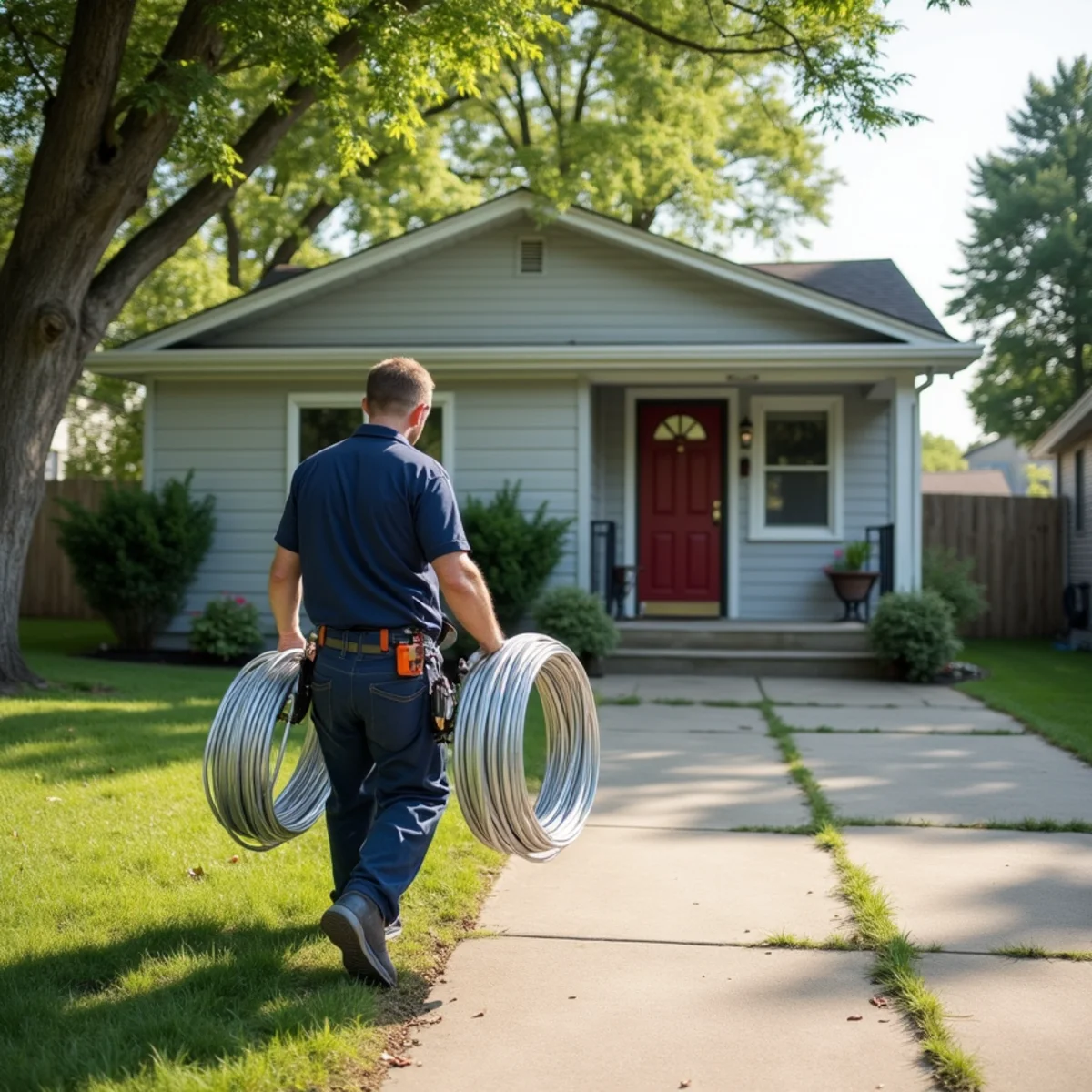 Plumber servicing a mid-century home in Carpentersville, Illinois