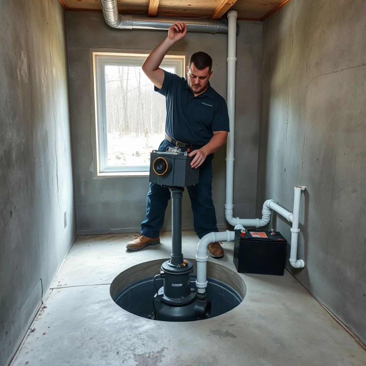 Sump Pump Installation & Battery Backup being carried out at a home in Cary, IL