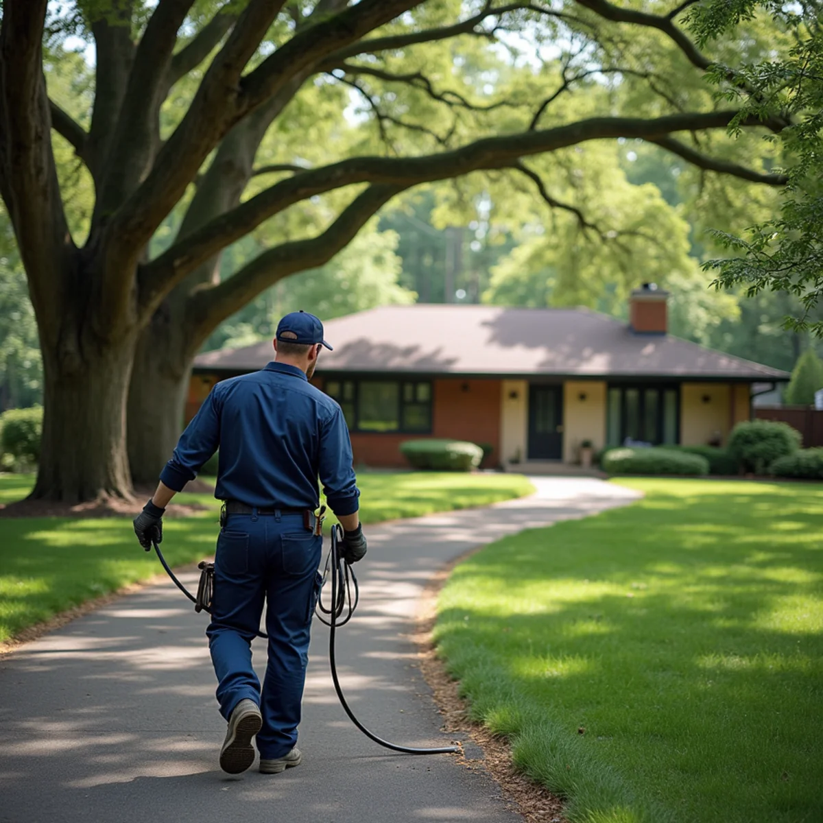Plumbing service call at a wooded residential property in Cary, Illinois