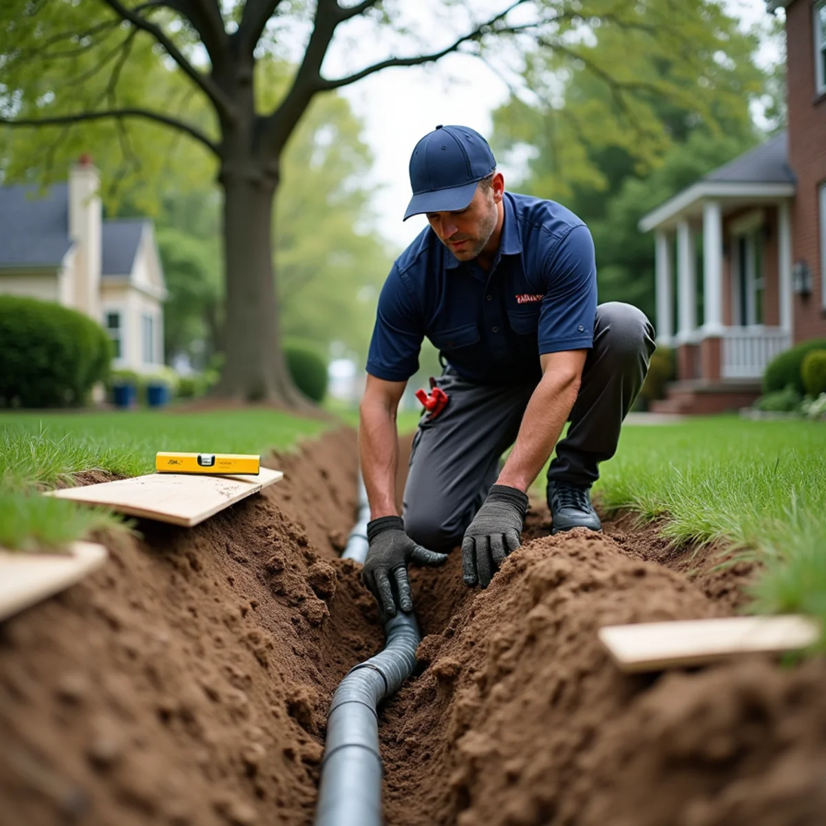 Sewer Line Repair & Replacement being carried out at a home in Crystal Lake, IL