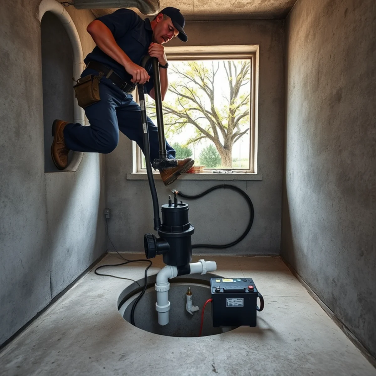 Sump Pump Installation & Battery Backup being carried out at a home in Crystal Lake, IL