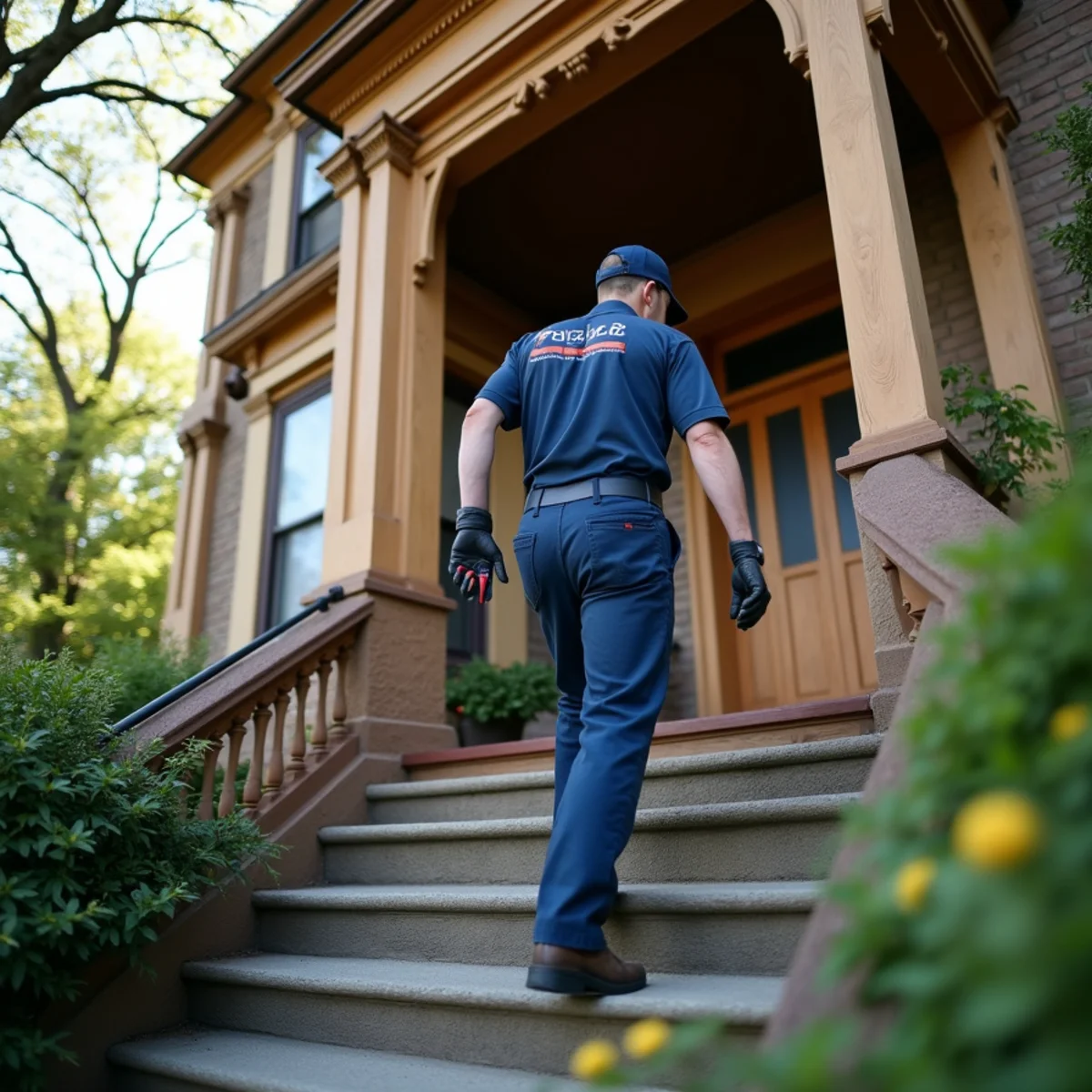Plumber working on a historic home in Elgin, Illinois