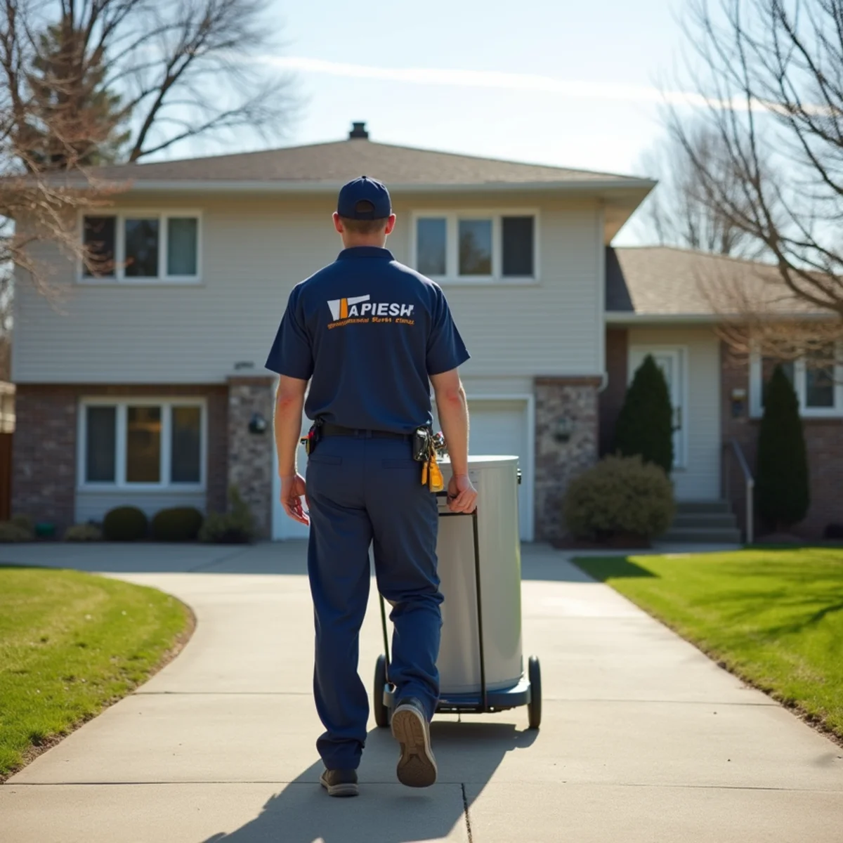 Plumber servicing a home in northwest Hoffman Estates, Illinois