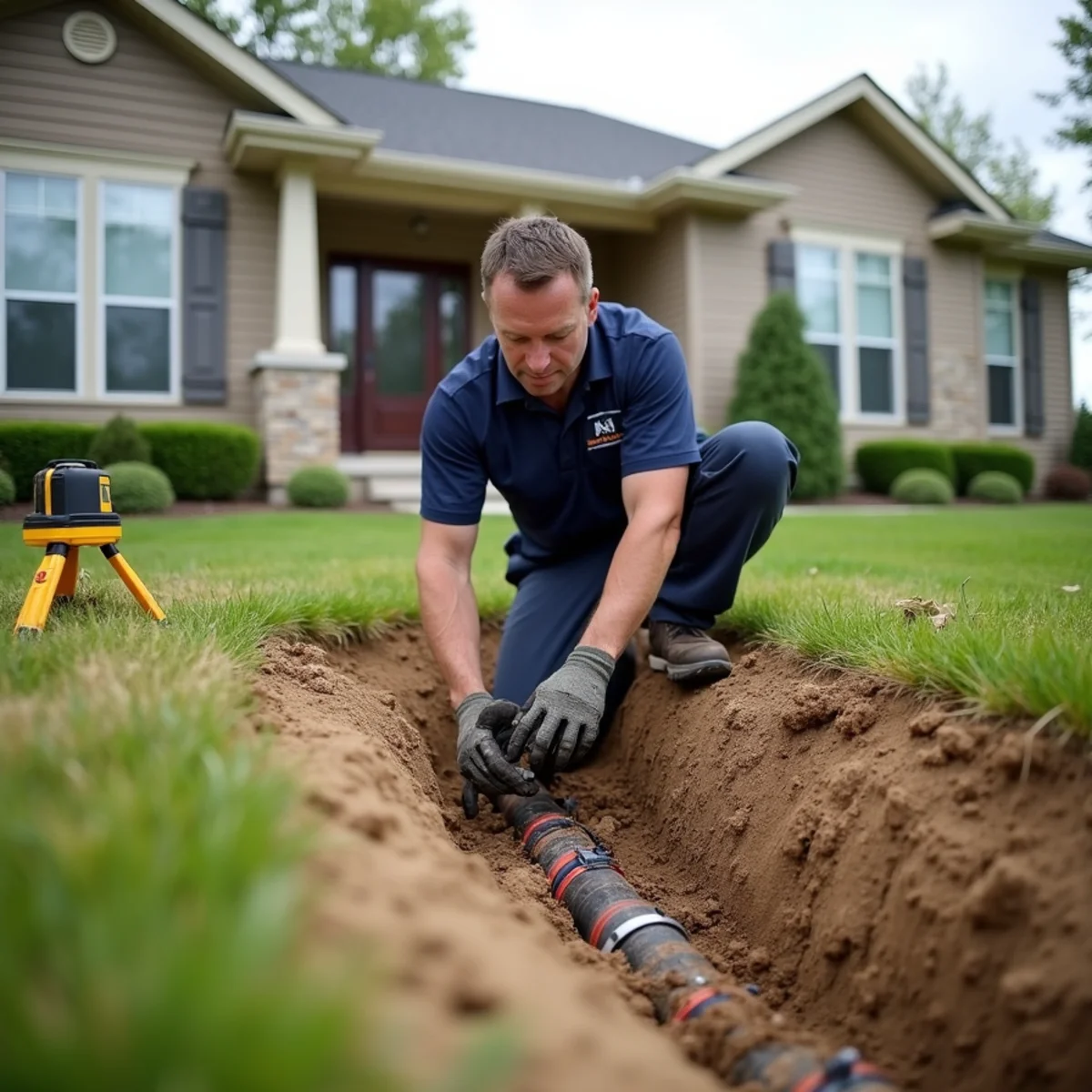 Sewer Line Repair & Replacement being carried out at a home in Huntley, IL