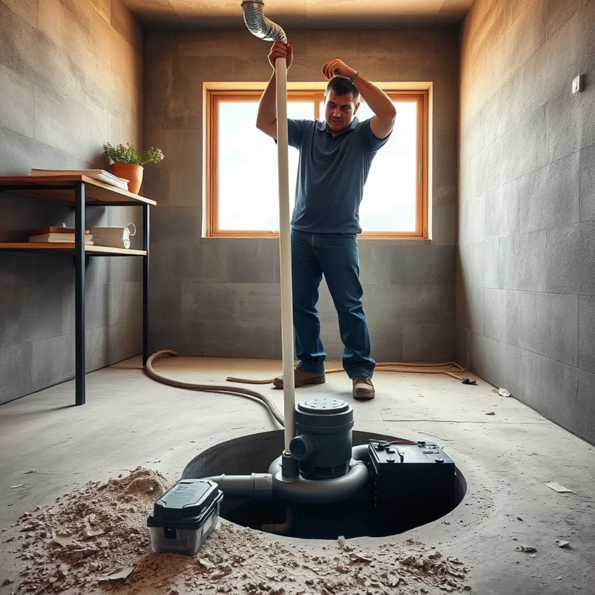 Sump Pump Installation & Battery Backup being carried out at a home in Huntley, IL