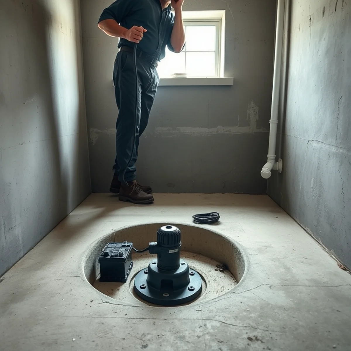 Sump Pump Installation & Battery Backup being carried out at a home in McHenry, IL