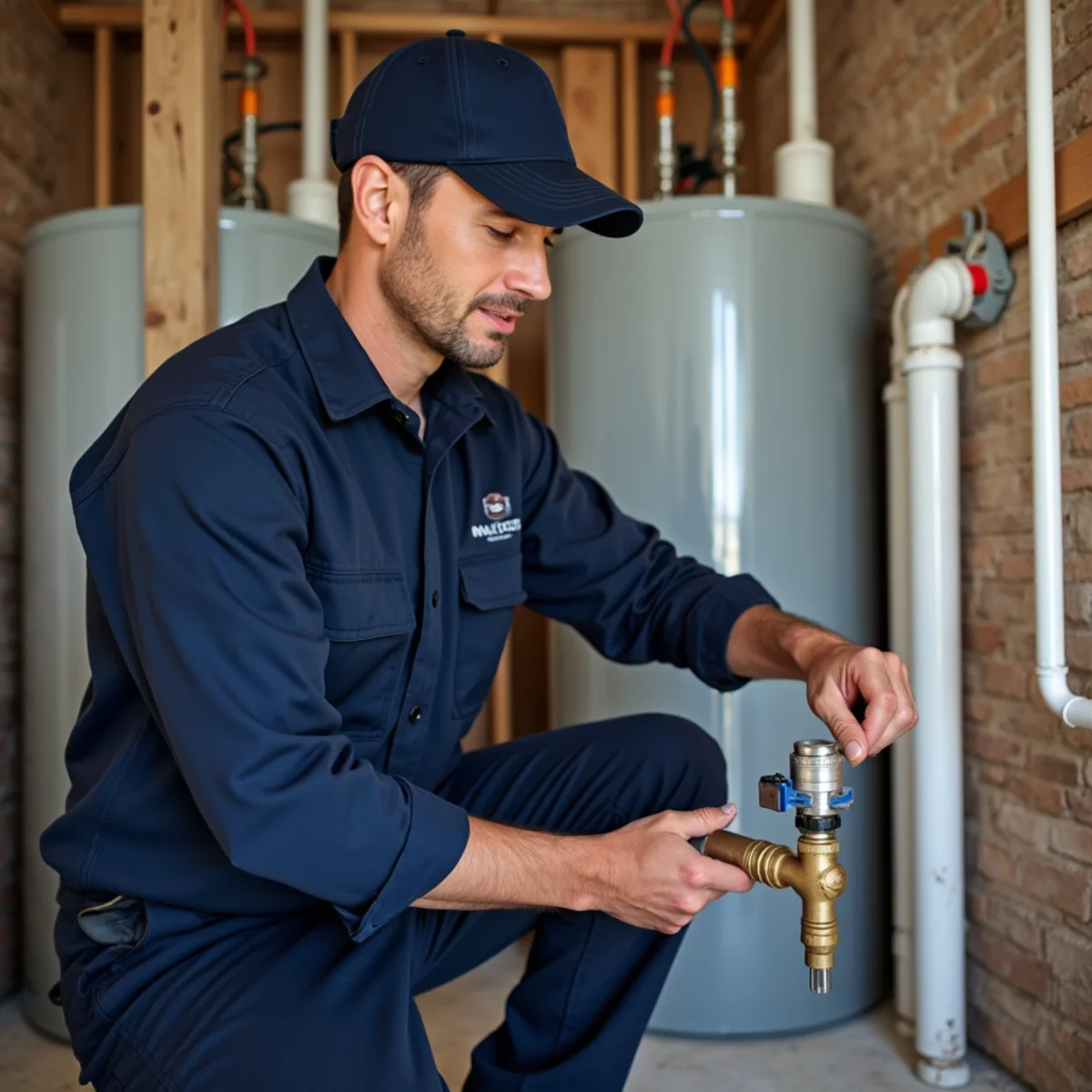 Plumber servicing a large custom home in South Barrington, Illinois