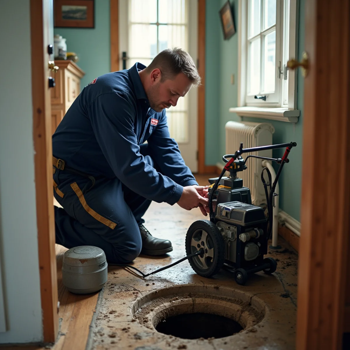 Drain Cleaning & Unclogging being carried out at a home in Woodstock, IL