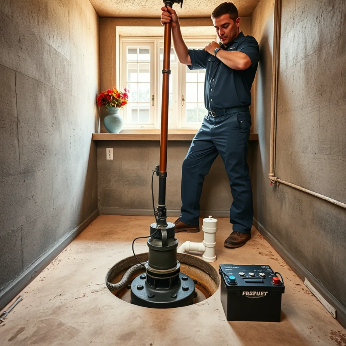 Sump Pump Installation & Battery Backup being carried out at a home in Woodstock, IL