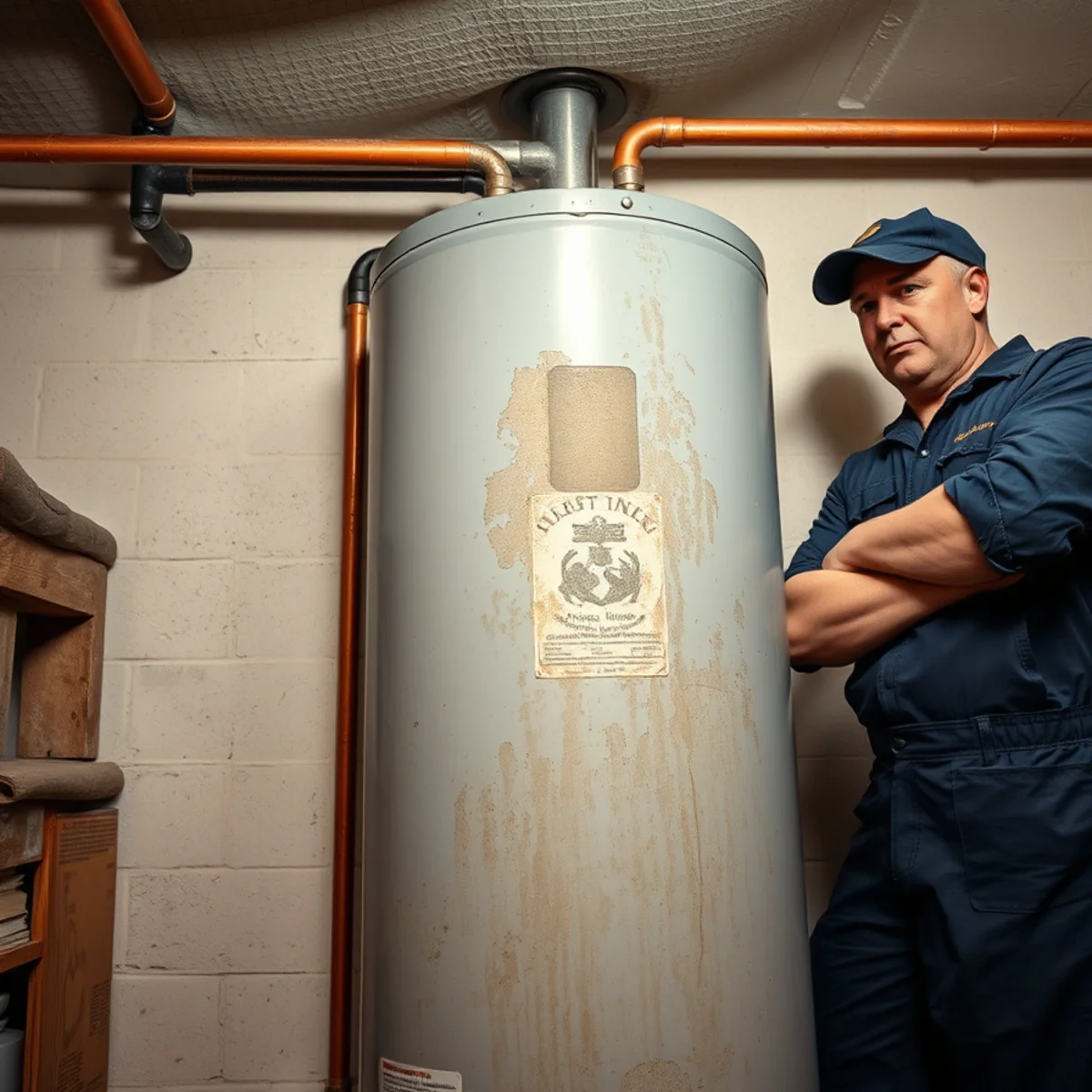 Original 1990s water heater still in service in a Lake in the Hills basement