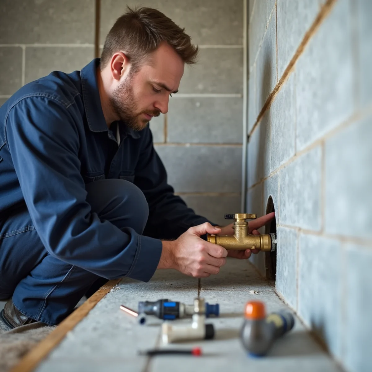 Plumber replacing a pressure-balancing shower valve in a Lake in the Hills bathroom