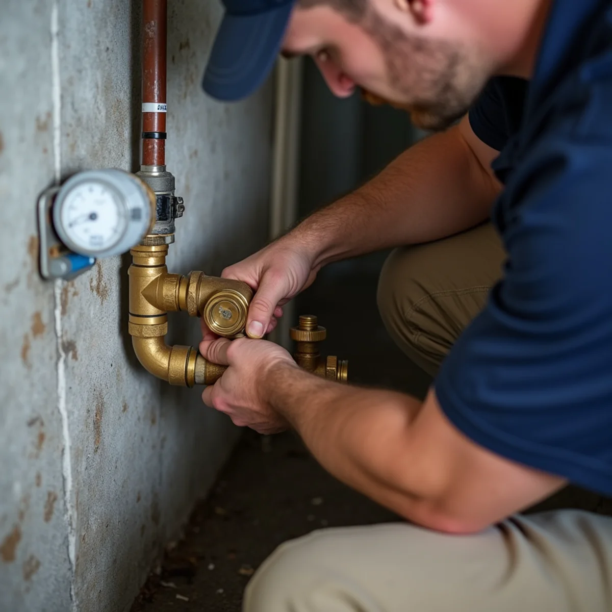 Plumber checking household water pressure with a gauge in Lake in the Hills