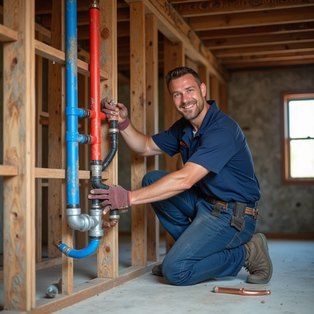 New PEX manifold and copper stub-outs during a whole-home repipe in a Lake in the Hills house
